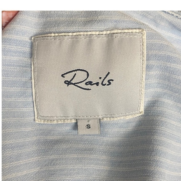 Rails daphne raw hem stripe button down shirt blue size small - Picture 7 of 12